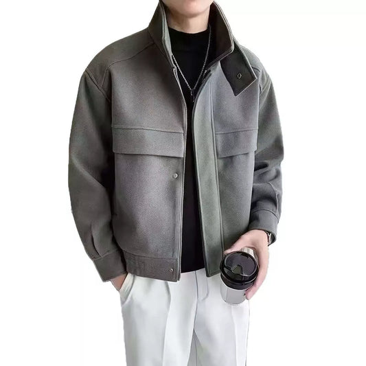 The Elite Stand Collar Woolen Jacket - The Elite Stand Collar Woolen Jacket Alex Shogun Men's Clothes