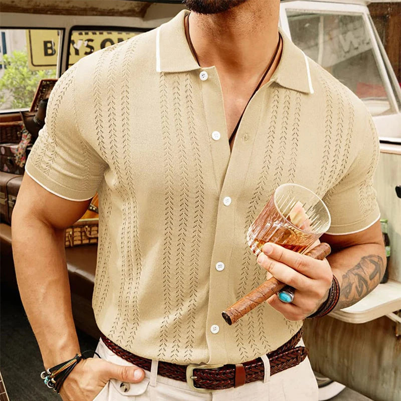 The Gatsby Cuban Collar Shirt - Men's Cuban Collar Shirt | Dark Masculine Style | Alex Shogun Alex Shogun Men's Clothes