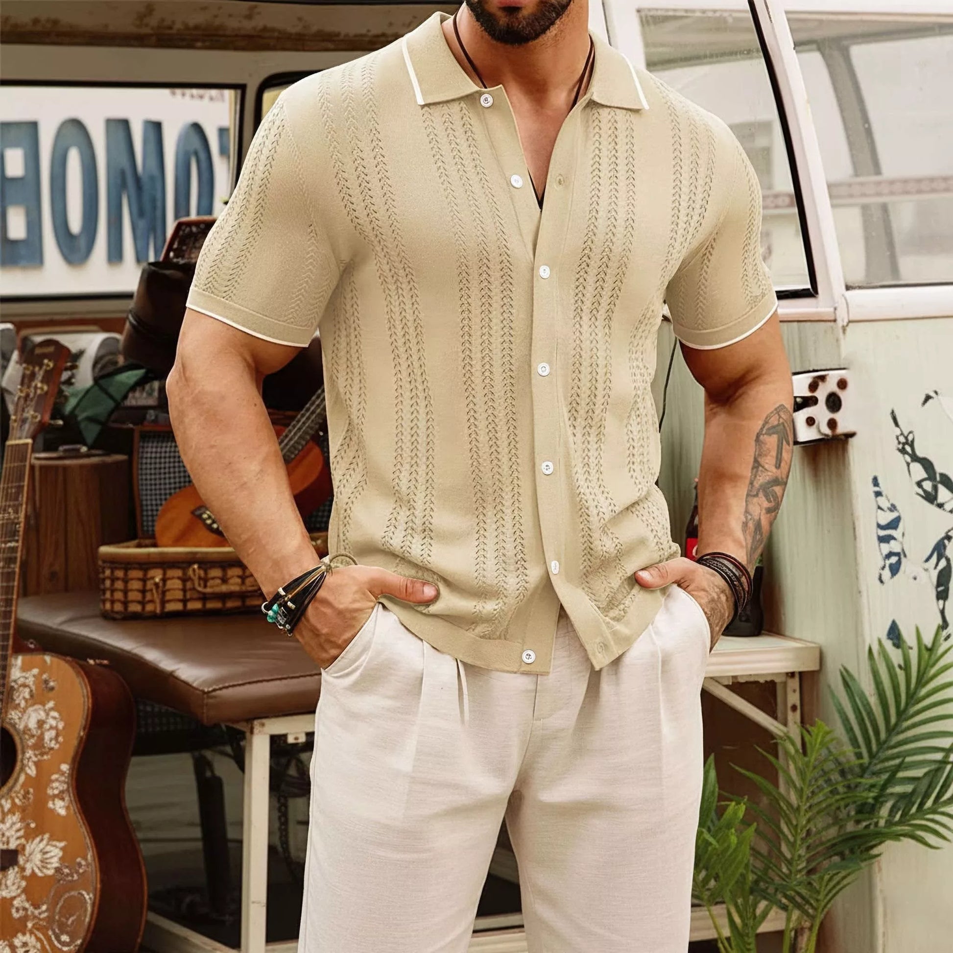 Men's Cuban Collar Shirt | Dark Masculine Style | Alex Shogun