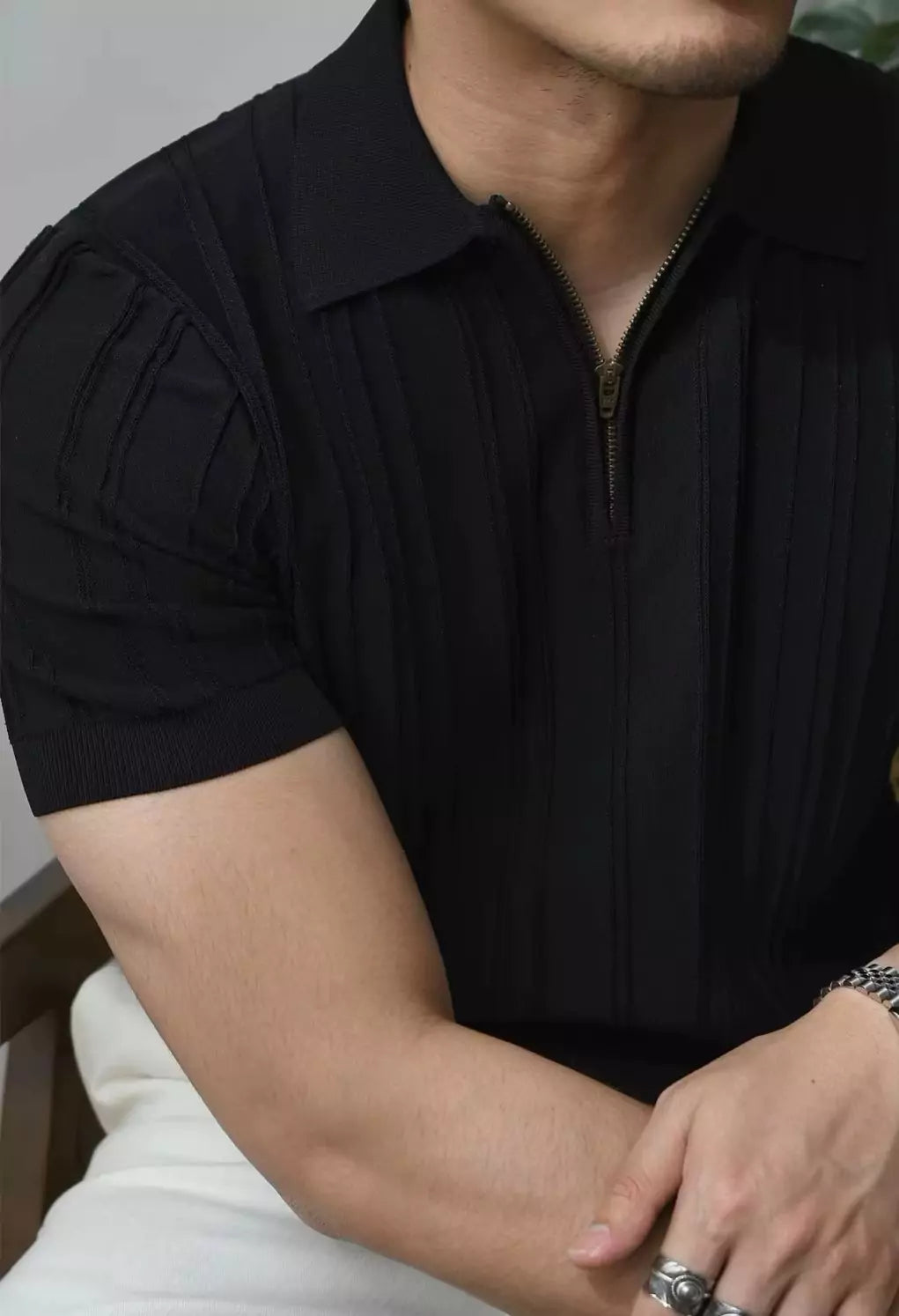 The Zip Ribbed Polo-Shirt - Men's Luxury Knit Polo Shirt | Classic Elegant | Alex Shogun Alex Shogun Men's Clothes
