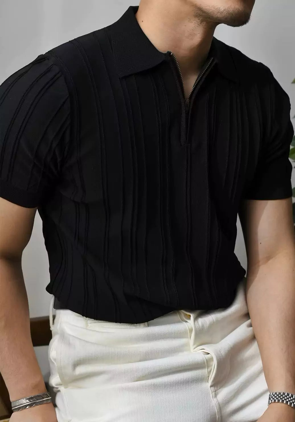 The Zip Ribbed Polo-Shirt - Men's Luxury Knit Polo Shirt | Classic Elegant | Alex Shogun Alex Shogun Men's Clothes