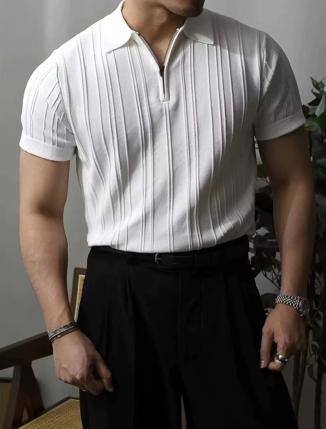 The Zip Ribbed Polo-Shirt - Men's Luxury Knit Polo Shirt | Classic Elegant | Alex Shogun Alex Shogun Men's Clothes
