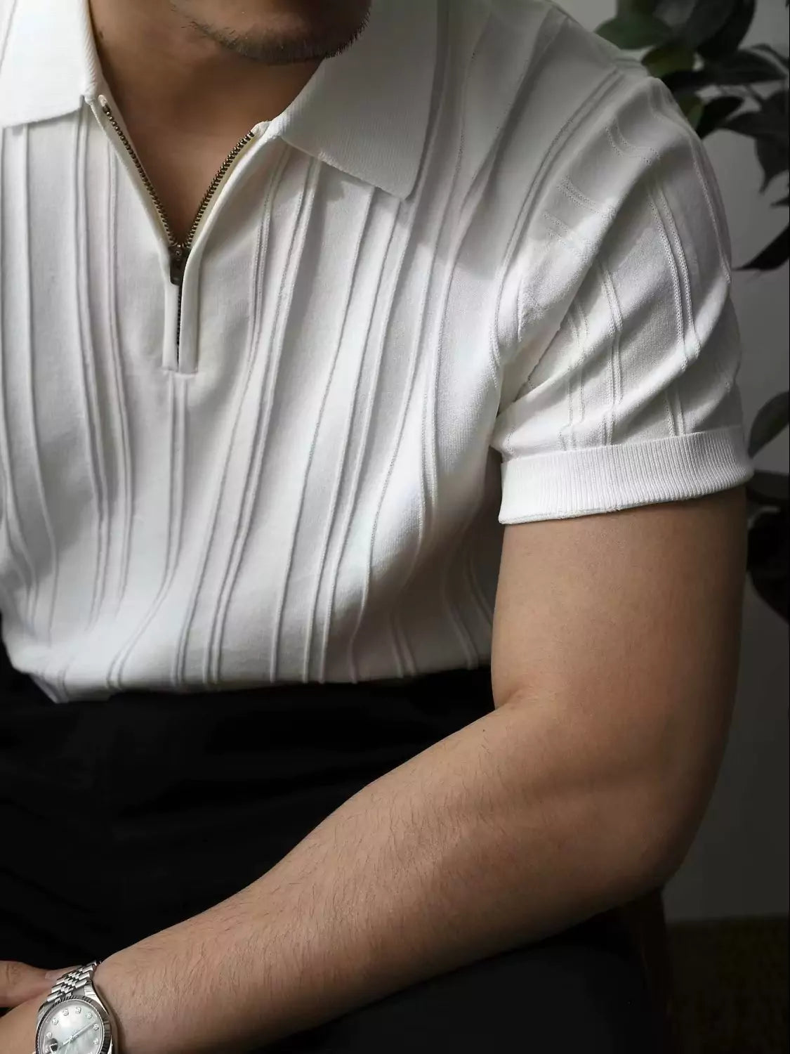 The Zip Ribbed Polo-Shirt - Men's Luxury Knit Polo Shirt | Classic Elegant | Alex Shogun Alex Shogun Men's Clothes