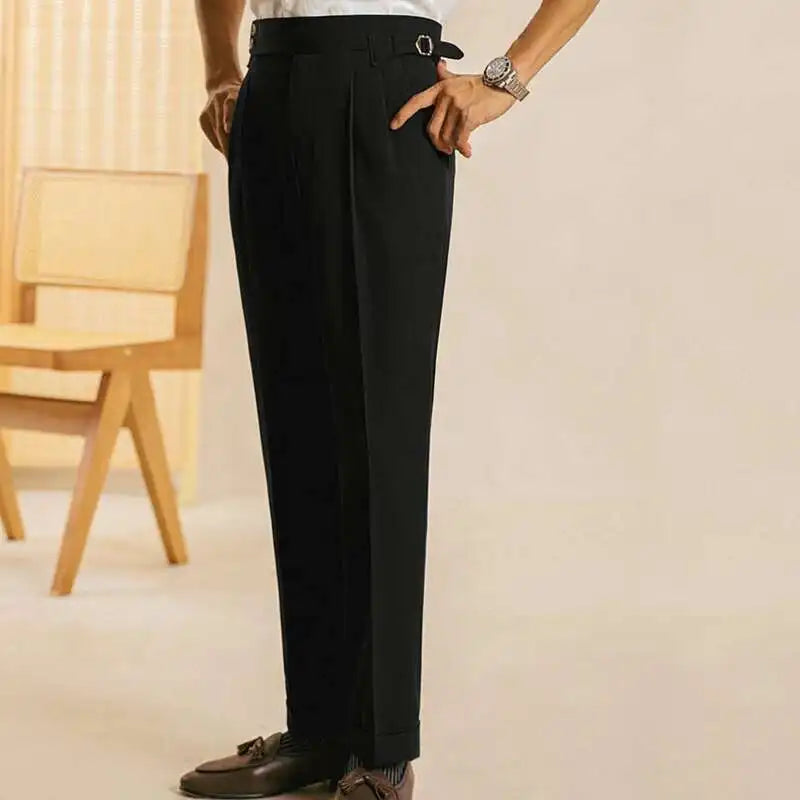 The Marquis Pleated Trouser - Men's High Waist Pleated Trousers | Side Adjusters | Alex Shogun Alex Shogun Men's Clothes