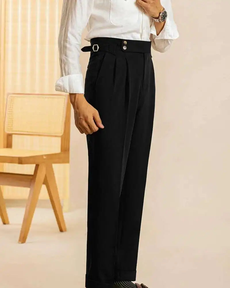 The Marquis Pleated Trouser - Men's High Waist Pleated Trousers | Side Adjusters | Alex Shogun Alex Shogun Men's Clothes