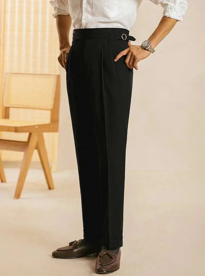 The Marquis Pleated Trouser - Men's High Waist Pleated Trousers | Side Adjusters | Alex Shogun Alex Shogun Men's Clothes