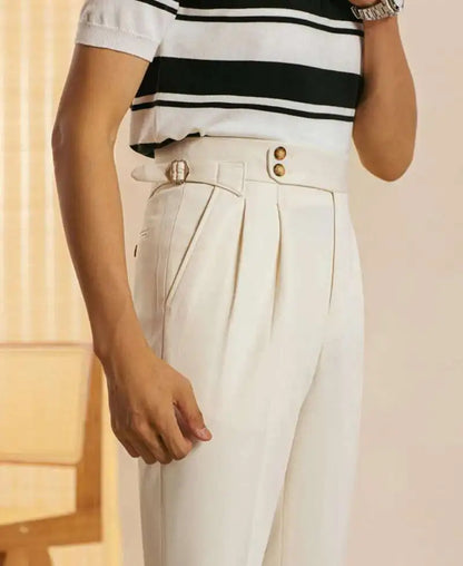 The Marquis Pleated Trouser - Men's High Waist Pleated Trousers | Side Adjusters | Alex Shogun Alex Shogun Men's Clothes