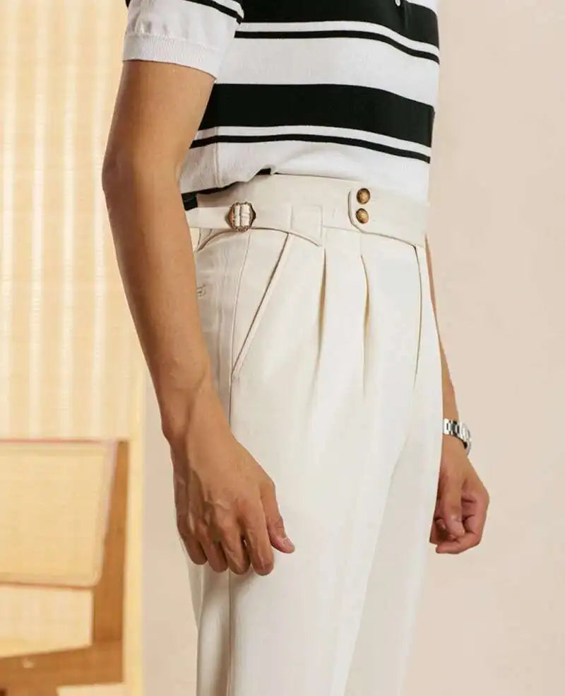 The Marquis Pleated Trouser - Men's High Waist Pleated Trousers | Side Adjusters | Alex Shogun Alex Shogun Men's Clothes