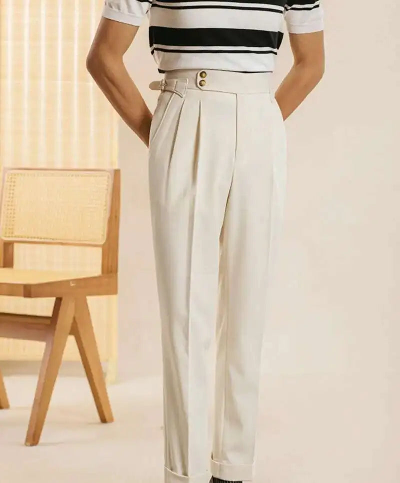 The Marquis Pleated Trouser - Men's High Waist Pleated Trousers | Side Adjusters | Alex Shogun Alex Shogun Men's Clothes