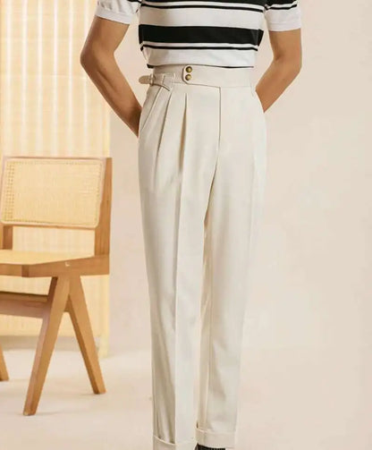 The Marquis Pleated Trouser - Men's High Waist Pleated Trousers | Side Adjusters | Alex Shogun Alex Shogun Men's Clothes