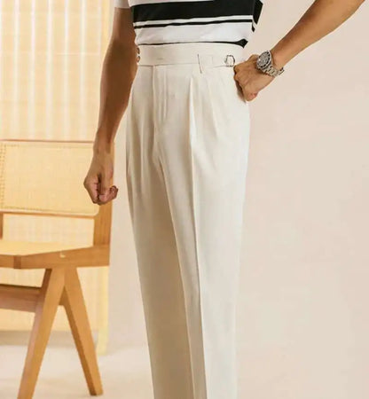 The Marquis Pleated Trouser - Men's High Waist Pleated Trousers | Side Adjusters | Alex Shogun Alex Shogun Men's Clothes