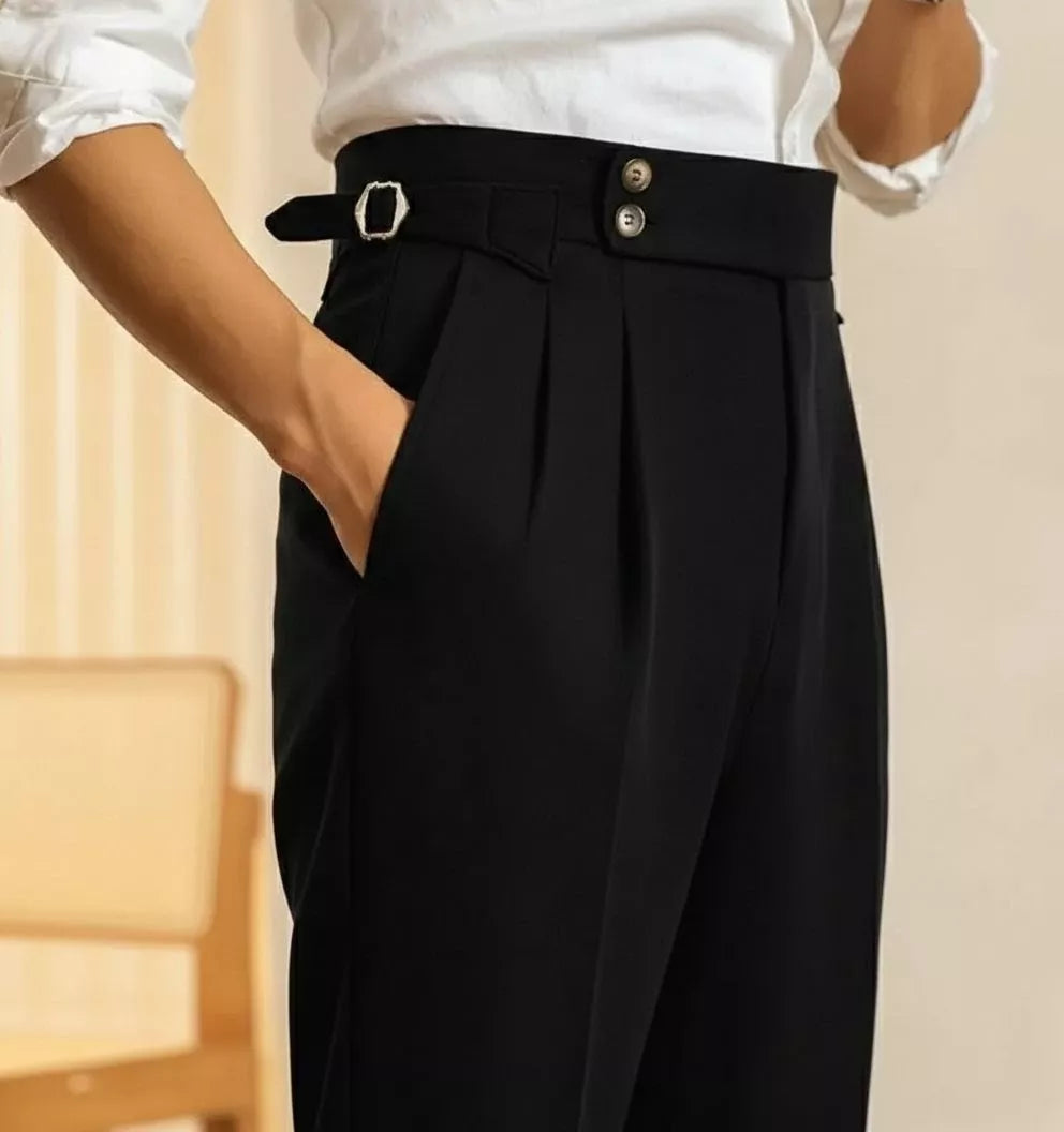 The Marquis Pleated Trouser - Men's High Waist Pleated Trousers | Side Adjusters | Alex Shogun Alex Shogun Men's Clothes