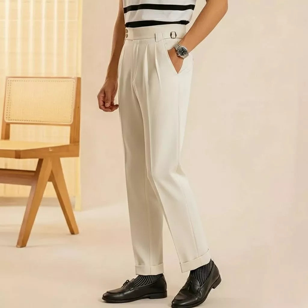 The Marquis Pleated Trouser - Men's High Waist Pleated Trousers | Side Adjusters | Alex Shogun Alex Shogun Men's Clothes