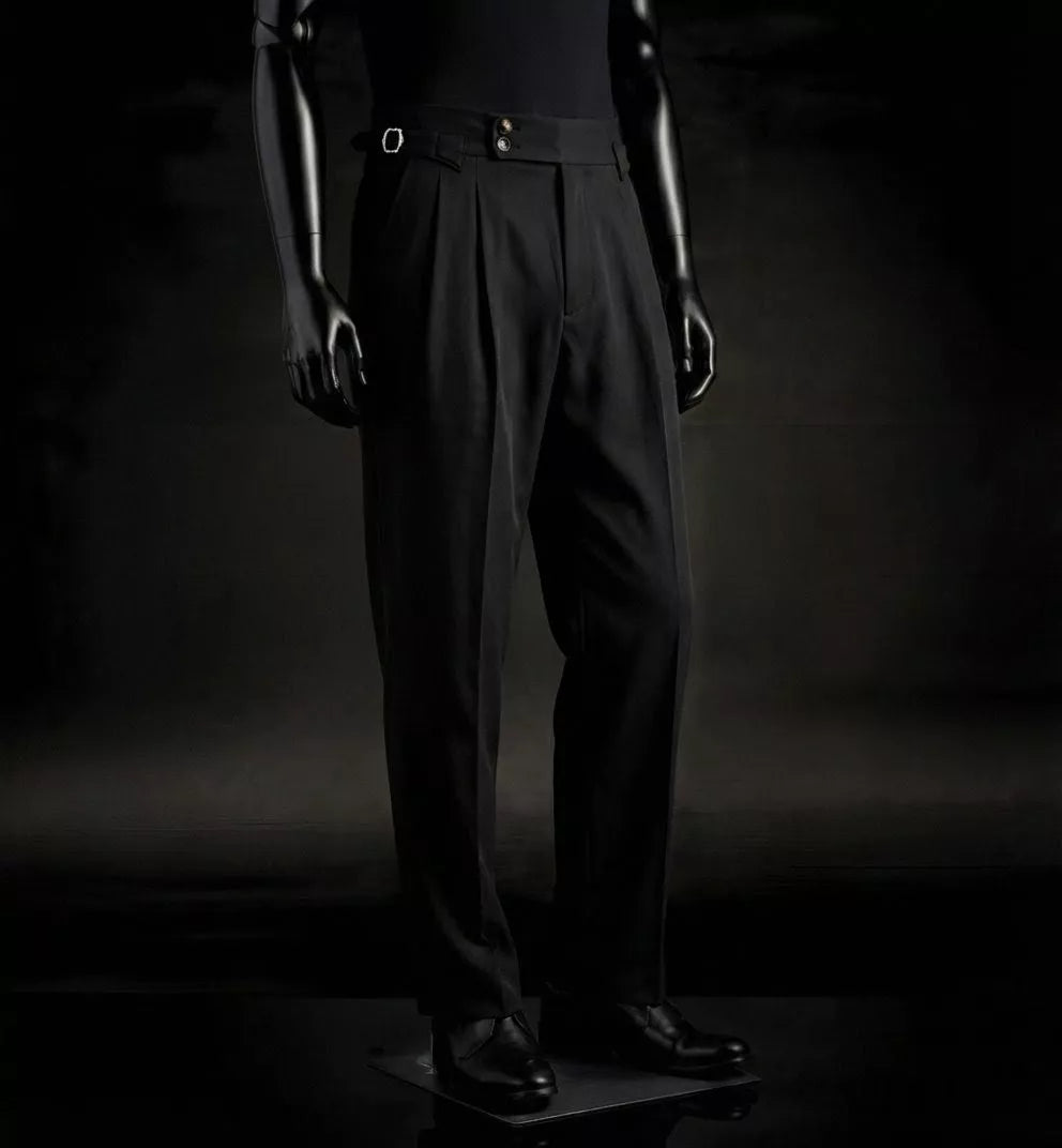 The Marquis Pleated Trouser - Men's High Waist Pleated Trousers | Side Adjusters | Alex Shogun Alex Shogun Men's Clothes