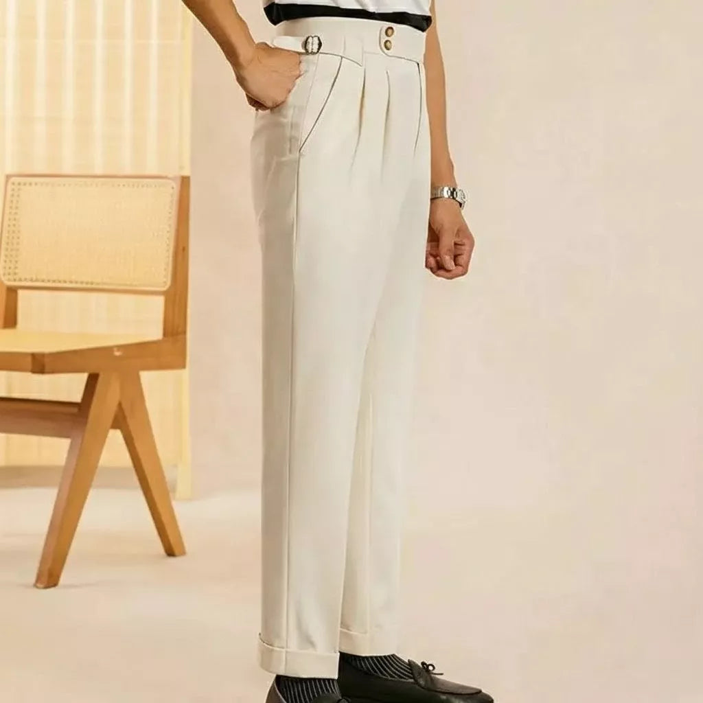 The Marquis Pleated Trouser - Men's High Waist Pleated Trousers | Side Adjusters | Alex Shogun Alex Shogun Men's Clothes