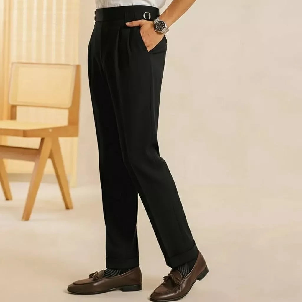 The Marquis Pleated Trouser - Men's High Waist Pleated Trousers | Side Adjusters | Alex Shogun Alex Shogun Men's Clothes