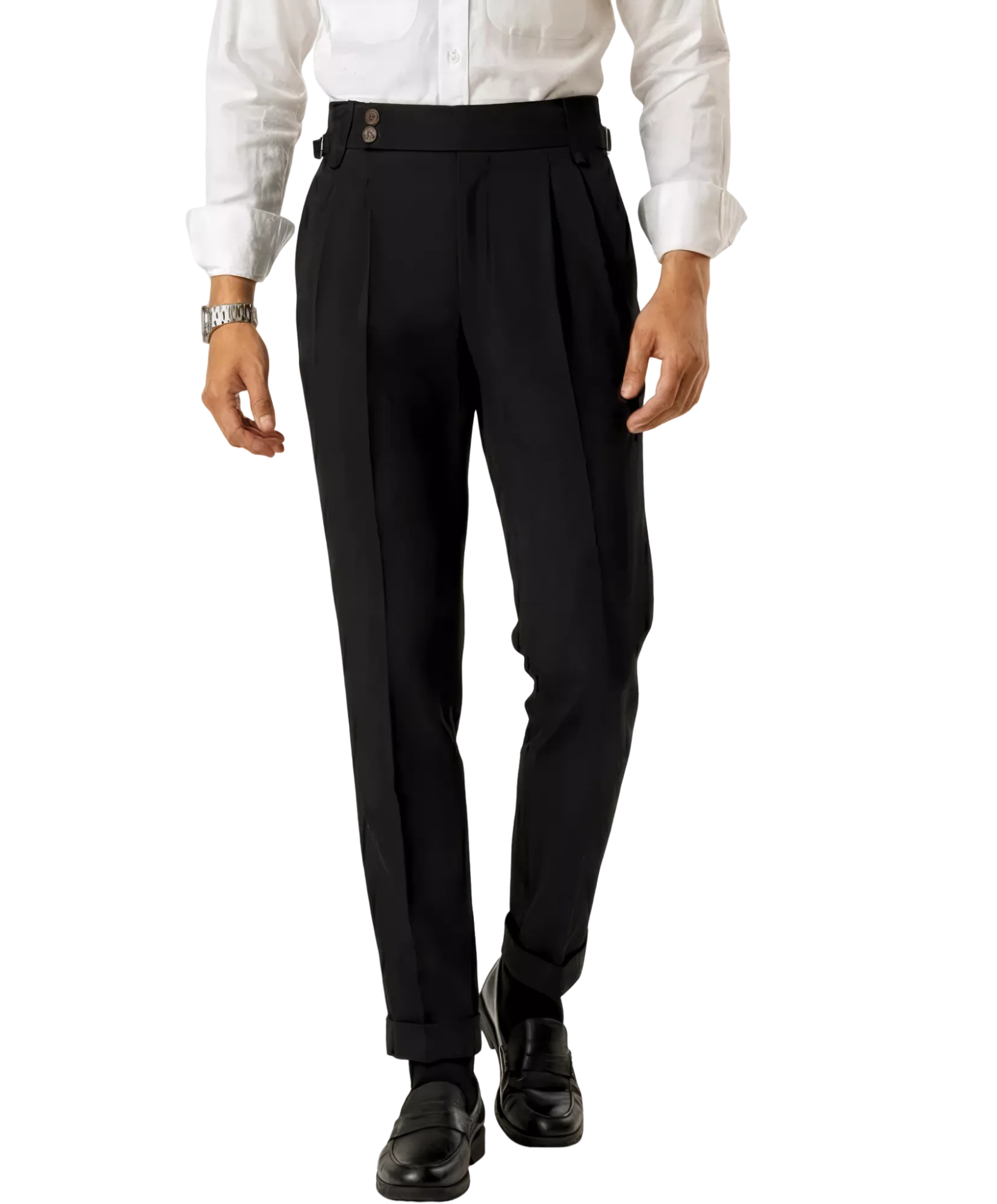 The Marquis Pleated Trouser - Men's High Waist Pleated Trousers | Side Adjusters | Alex Shogun Alex Shogun Men's Clothes