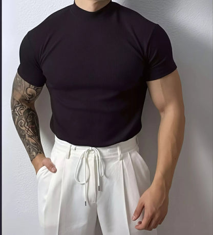 The Modern Mock Neck T-Shirt - The Modern Mock Neck T-Shirt Alex Shogun Men's Clothes