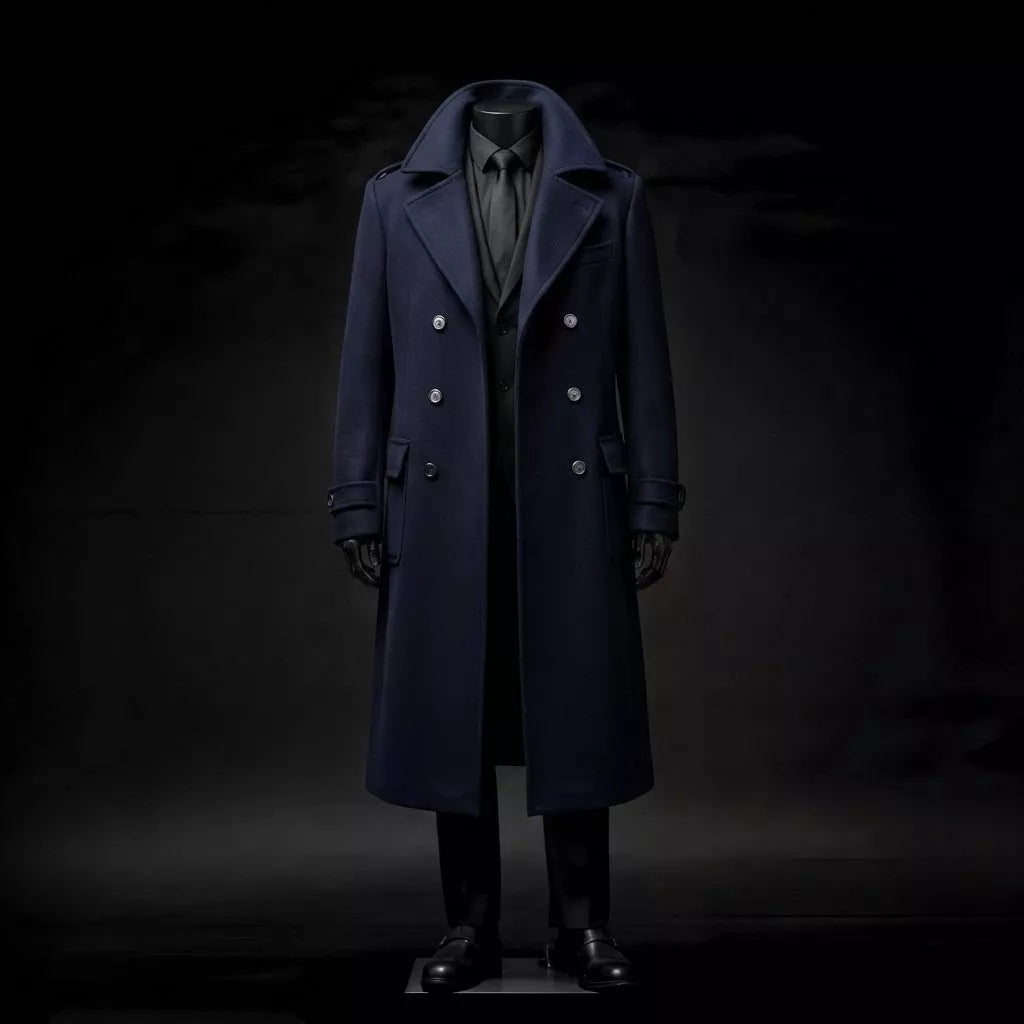 Men's Double Breasted Wool Overcoat | Dark Masculine | Alex Shogun