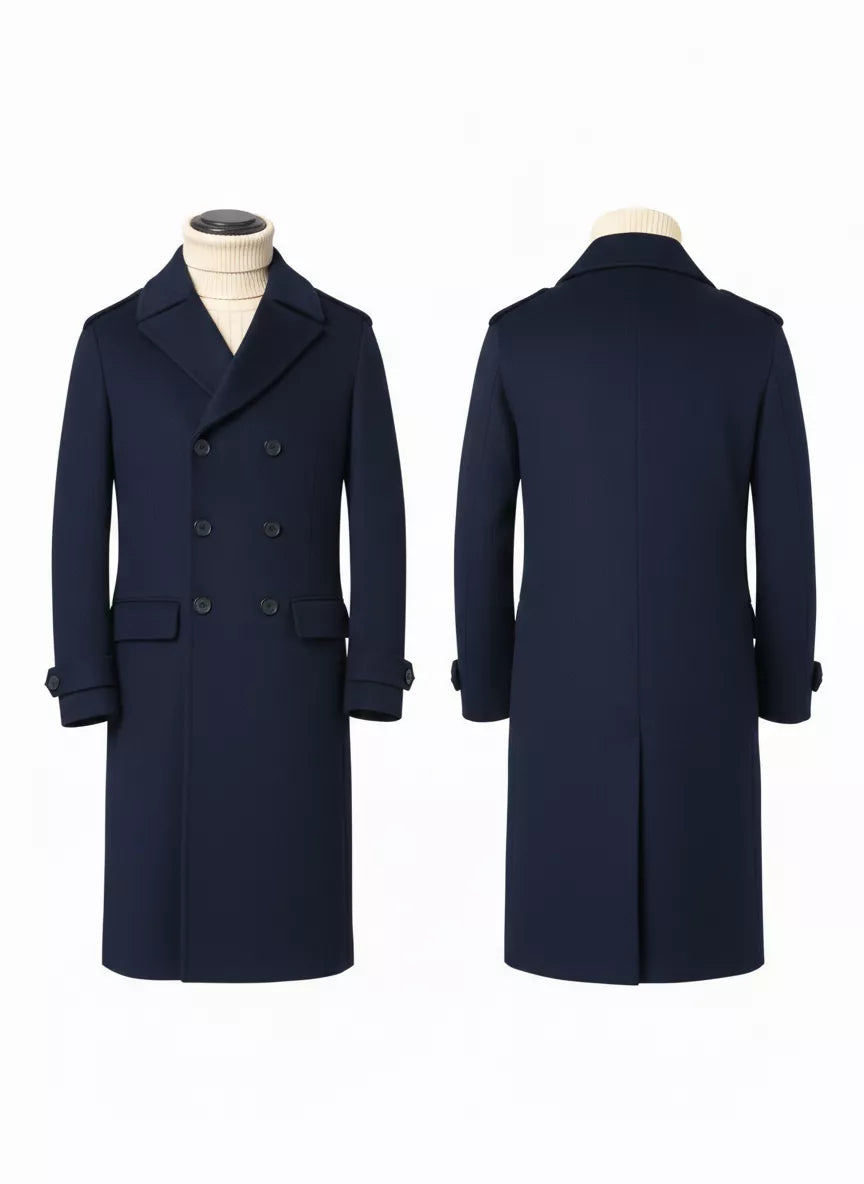 Men's Double Breasted Wool Overcoat | Dark Masculine | Alex Shogun