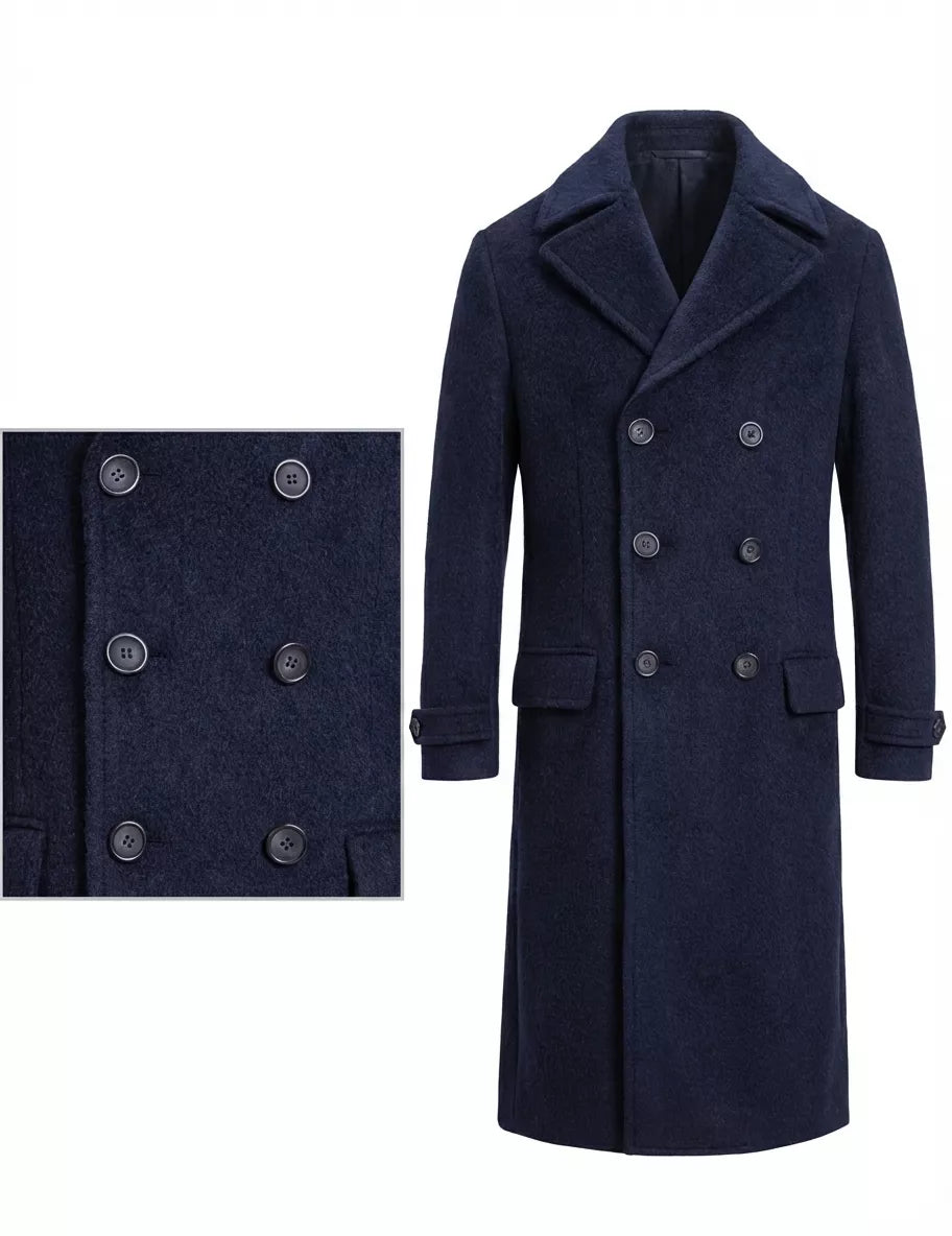 Men's Double Breasted Wool Overcoat | Dark Masculine | Alex Shogun