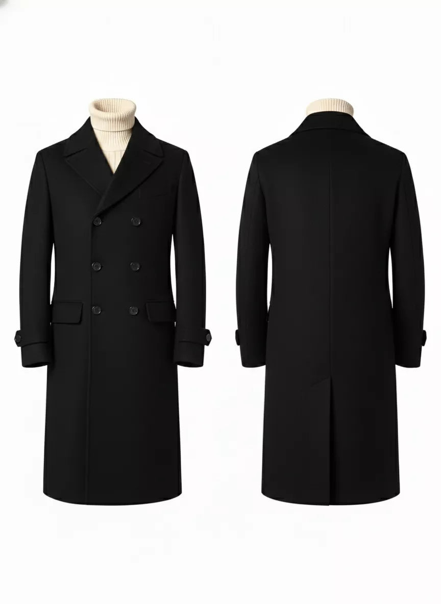【新品未使用】overcoat Double Breasted Jacket Men's Double Breasted Wool Overcoat | Dark Masculine | Alex Shogun