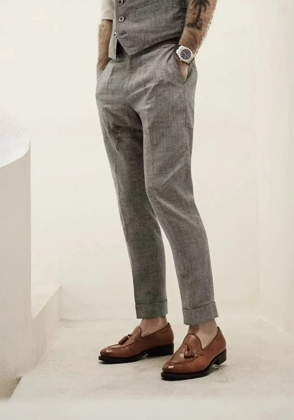 The Naple Checkered Trousers - Men's Checkered Pleated Trousers | Elegant Style | Alex Shogun Alex Shogun Men's Clothes