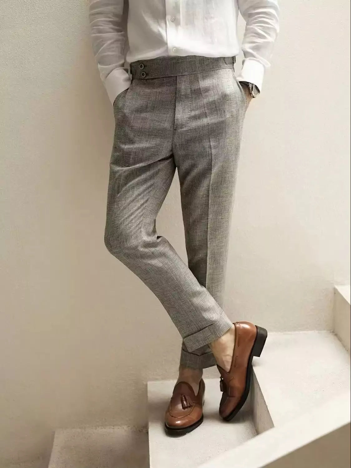 The Naple Checkered Trousers - Men's Checkered Pleated Trousers | Elegant Style | Alex Shogun Alex Shogun Men's Clothes