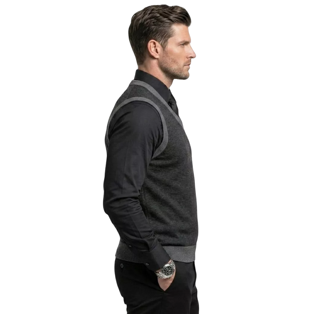 The Noir Essential Vest - Men's Black Knit Vest | Dark V-Neck Sweater Vest | Alex Shogun Alex Shogun Men's Clothes