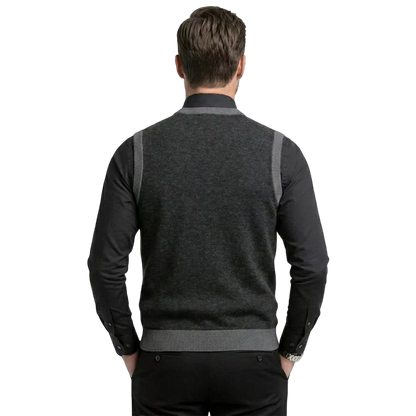 The Noir Essential Vest - Men's Black Knit Vest | Dark V-Neck Sweater Vest | Alex Shogun Alex Shogun Men's Clothes