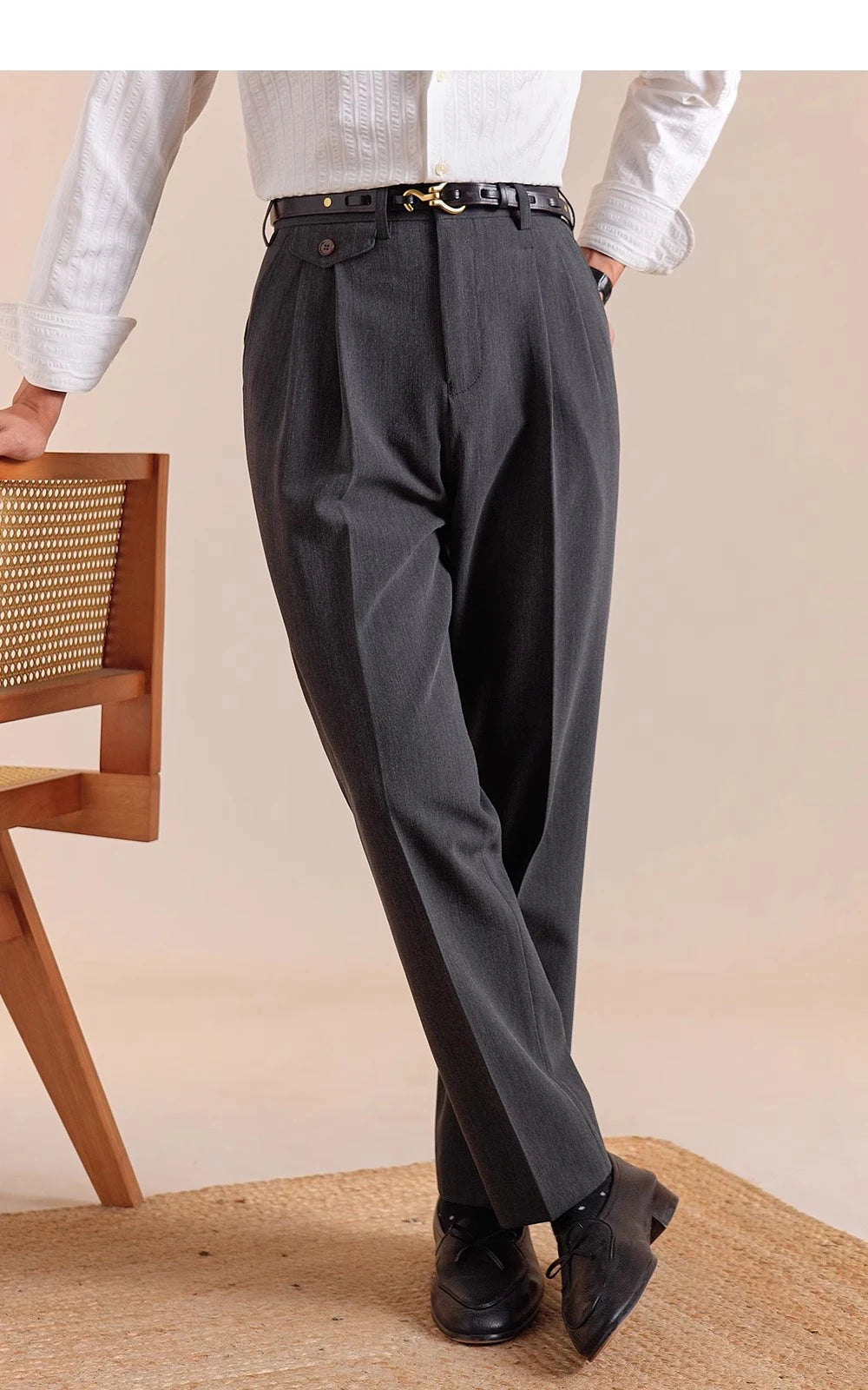 The Regent High-Waisted Trousers - Men's High Waist Dress Trousers | Tailored Classic Fit | Alex Shogun Alex Shogun Men's Clothes