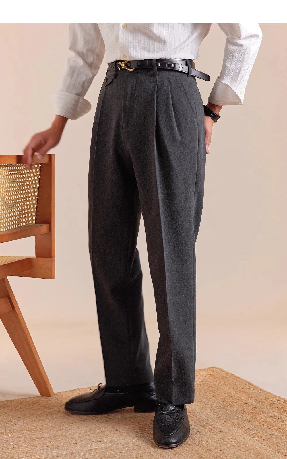 The Regent High-Waisted Trousers - Men's High Waist Dress Trousers | Tailored Classic Fit | Alex Shogun Alex Shogun Men's Clothes