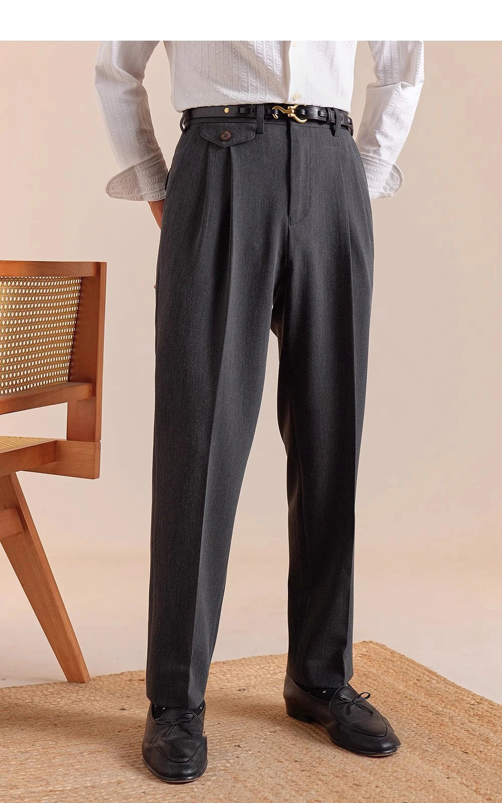 The Regent High-Waisted Trousers - Men's High Waist Dress Trousers | Tailored Classic Fit | Alex Shogun Alex Shogun Men's Clothes