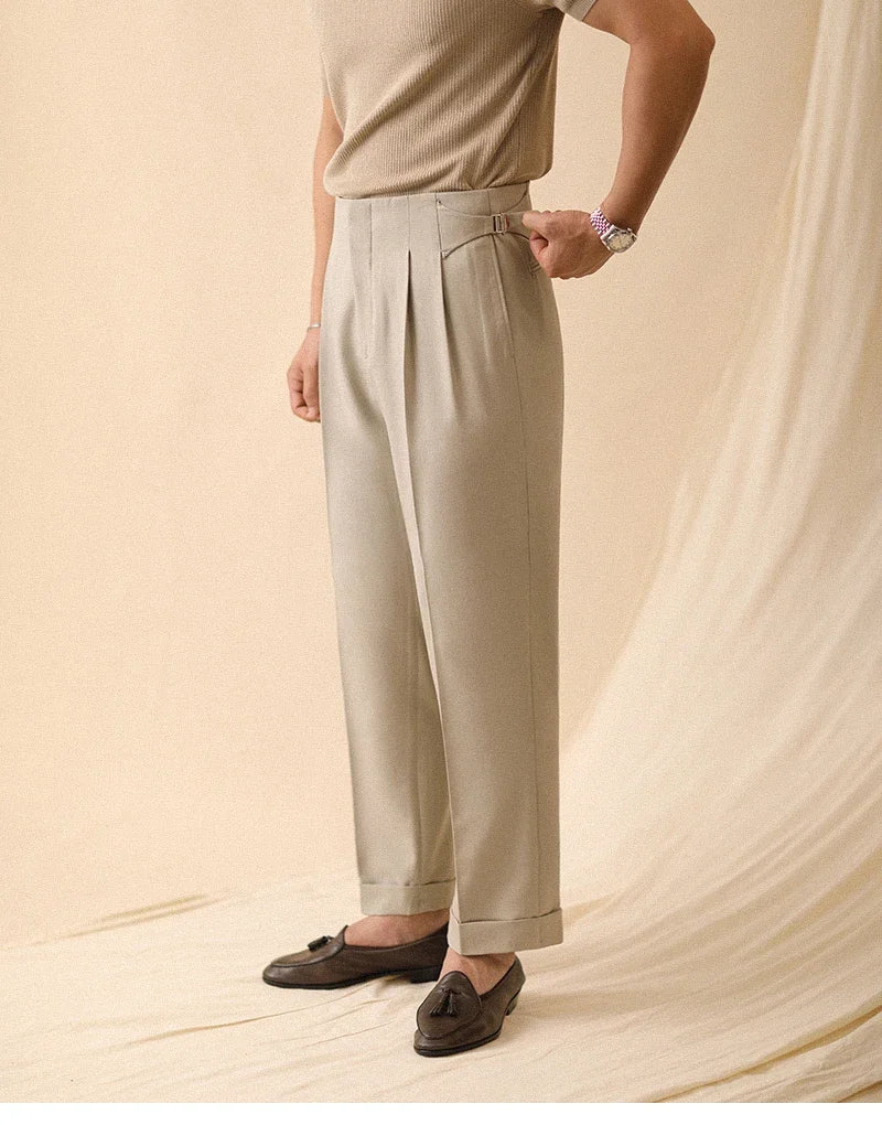 Men's High-Waisted Dress Pants - Santorini Tailored Fit Trousers Men's High-Waisted Dress Pants - Santorini Tailored Fit Trousers