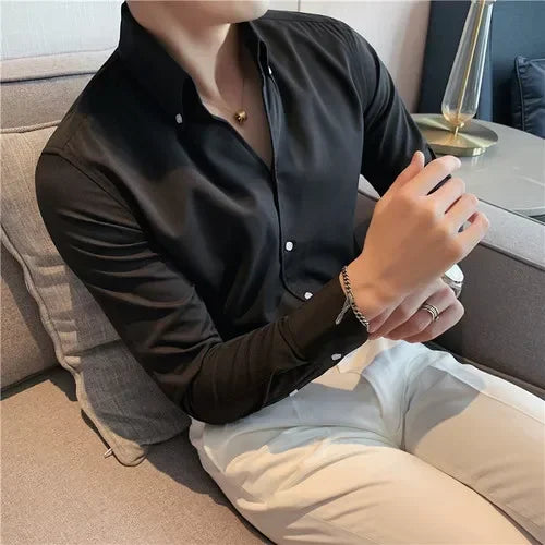 The Sartorial Slim Italian Collar Shirt -  Italian Collar Shirt: Slim Fit, Wrinkle-Free, Luxury Menswear Alex Shogun Men's Clothes