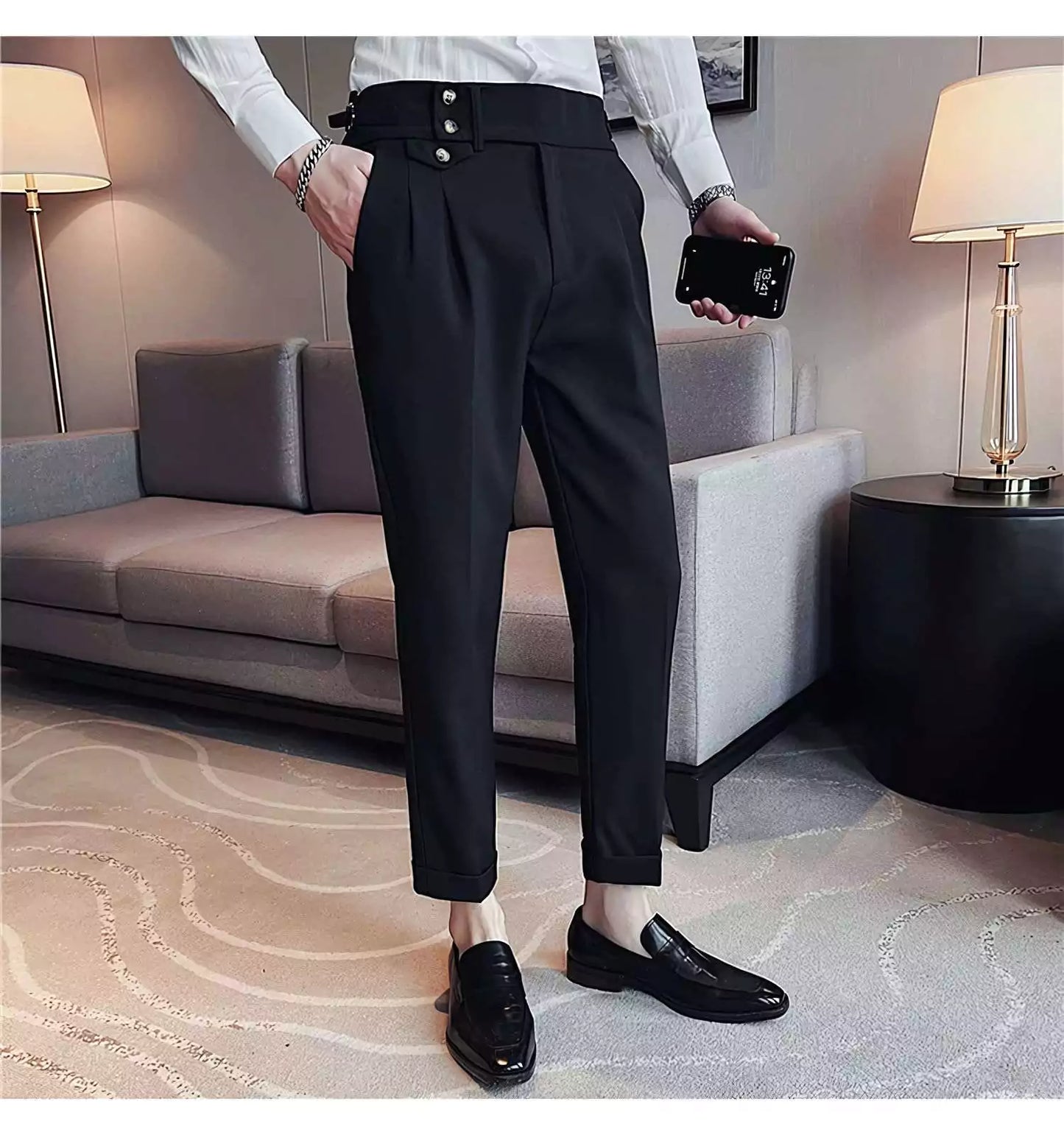 The Wellington Tailored Trouser - Elevate Your Style with Men's High Waist Suit Trousers | All-Season  Alex Shogun Men's Clothes
