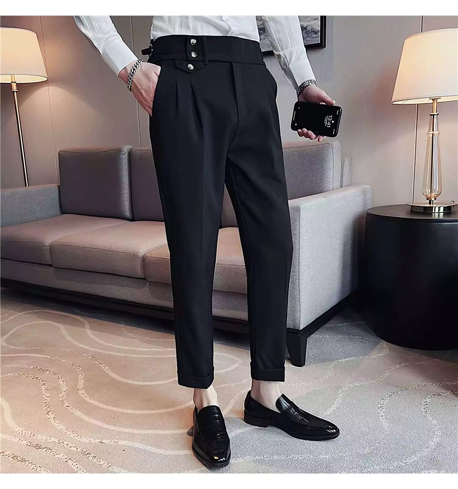 The Wellington Tailored Trouser - Elevate Your Style with Men's High Waist Suit Trousers | All-Season  Alex Shogun Men's Clothes