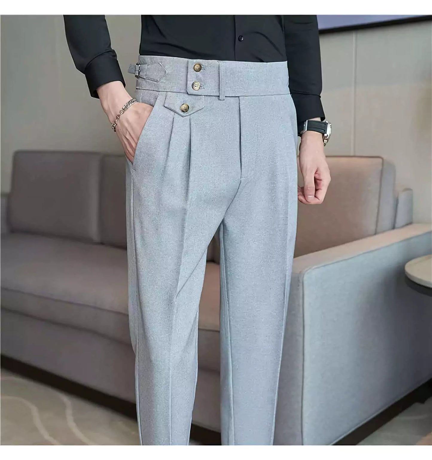 The Wellington Tailored Trouser - Elevate Your Style with Men's High Waist Suit Trousers | All-Season  Alex Shogun Men's Clothes