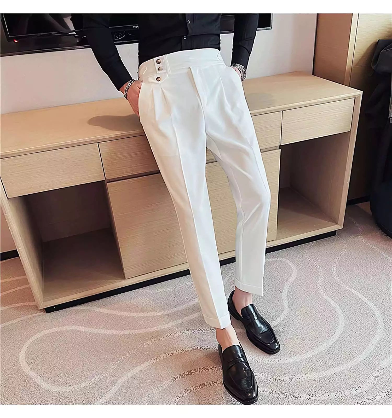 The Wellington Tailored Trouser - Elevate Your Style with Men's High Waist Suit Trousers | All-Season  Alex Shogun Men's Clothes