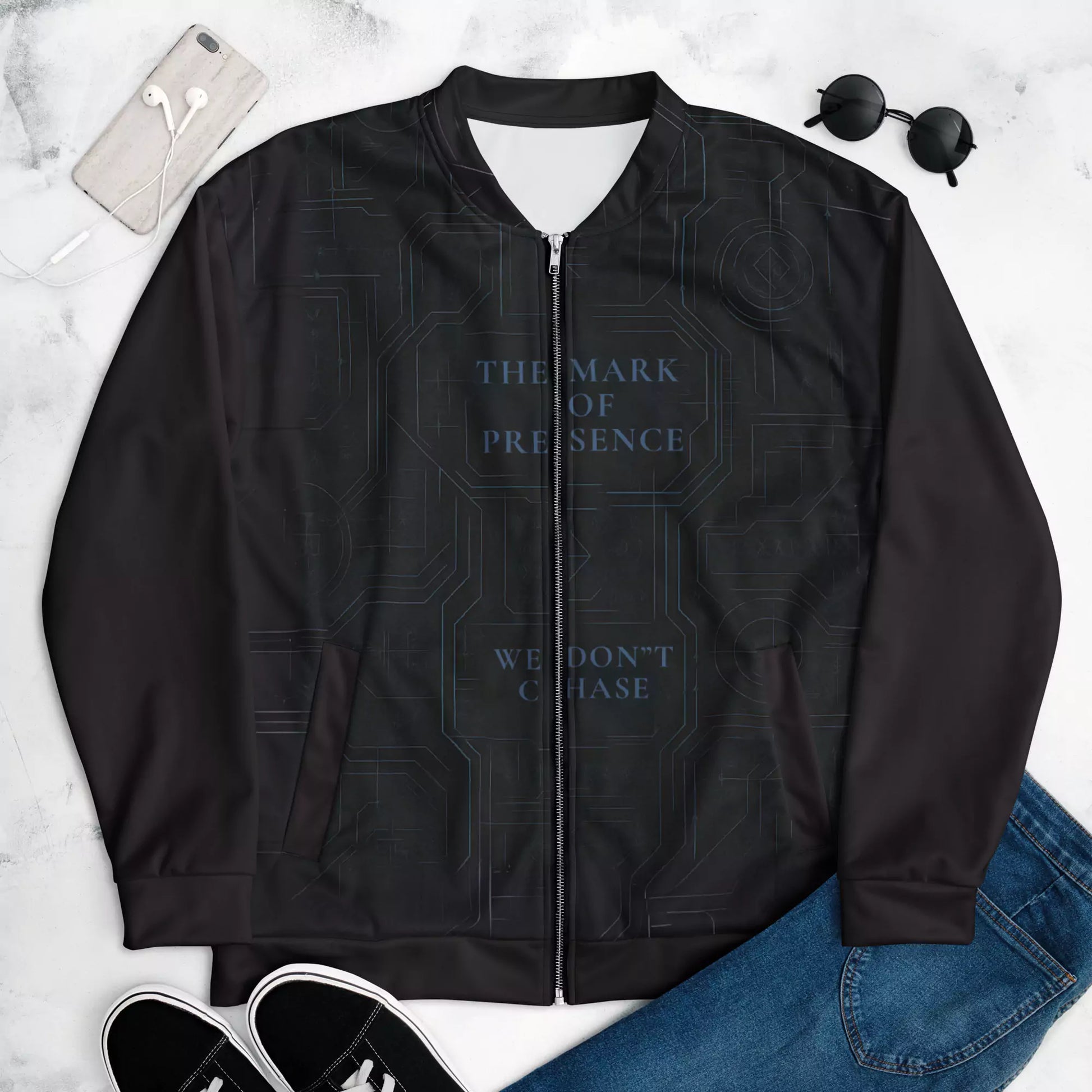 The Mark of Presence Bomber Jacket - The Mark of Presence Black Bomber Jacket for Men | Best Bomber Jackets Alex Shogun Men's Clothes