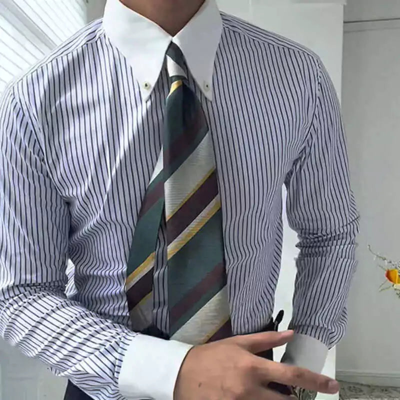 -The Bentley Stripe Shirt - The Bentley Stripe Shirt | High-Quality British Dress Shirt Alex Shogun Men's Clothes