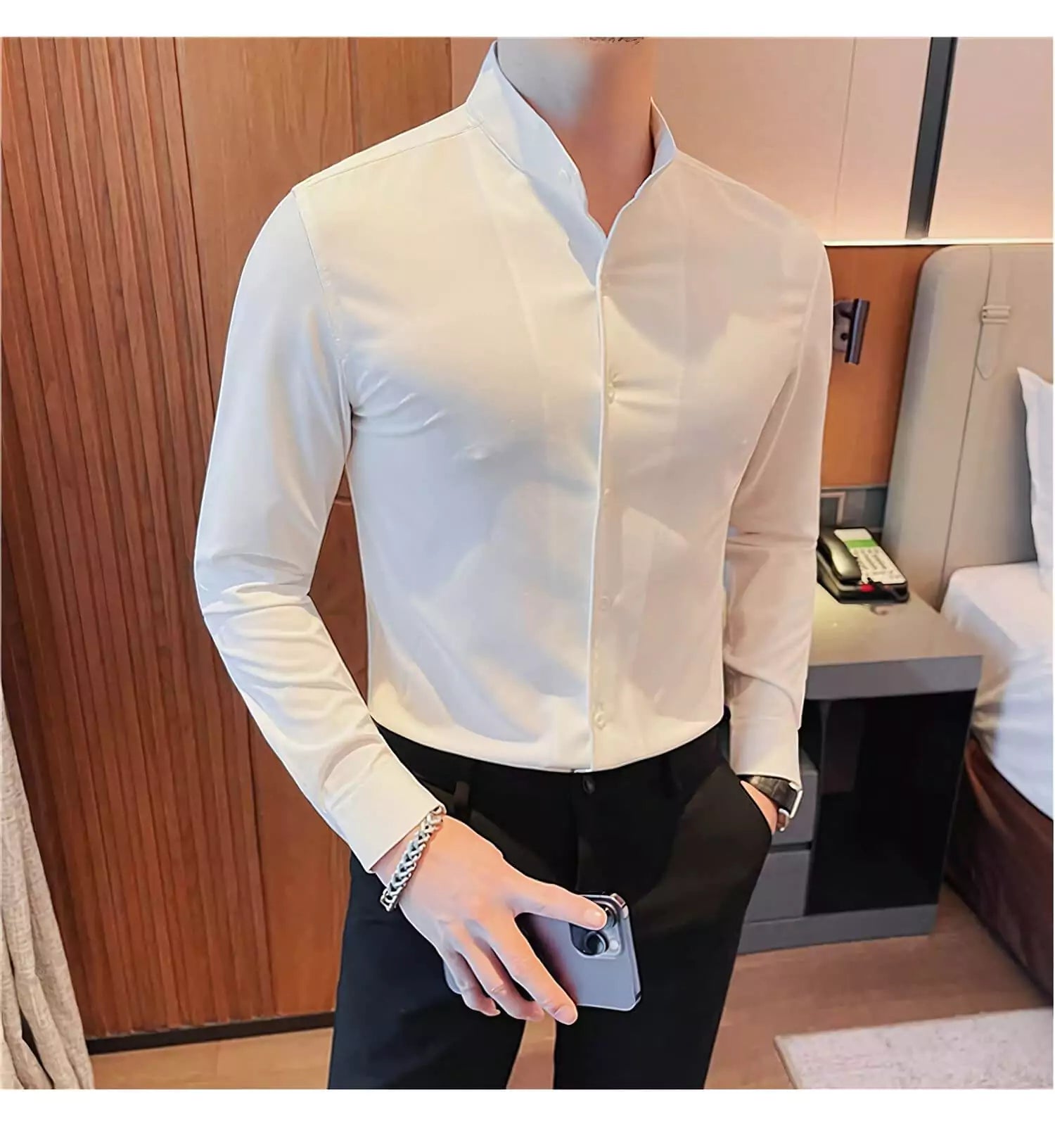 Tuxedo Long-Sleeve Shirt - Men's Tuxedo Shirt | Dark Formal Long Sleeve | Alex Shogun Alex Shogun Men's Clothes