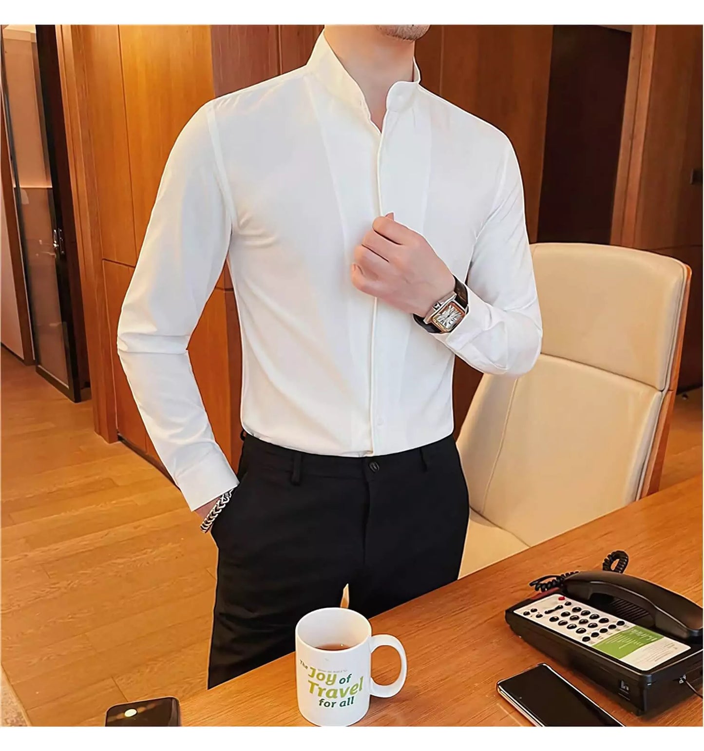 Tuxedo Long-Sleeve Shirt - Men's Tuxedo Shirt | Dark Formal Long Sleeve | Alex Shogun Alex Shogun Men's Clothes