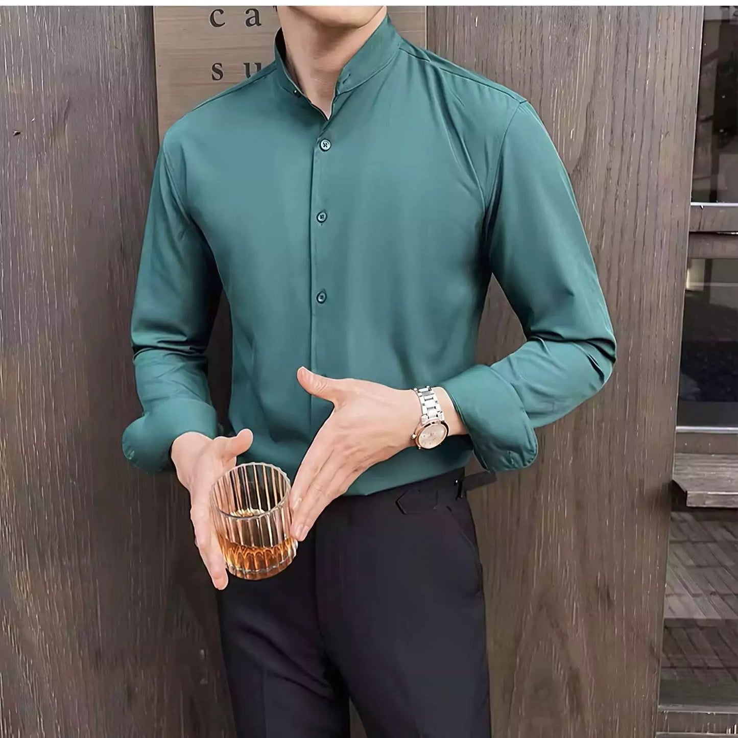 Tuxedo Long-Sleeve Shirt - Men's Tuxedo Shirt | Dark Formal Long Sleeve | Alex Shogun Alex Shogun Men's Clothes