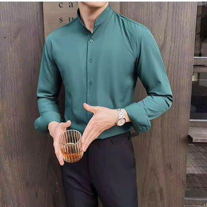 Tuxedo Long-Sleeve Shirt - Men's Tuxedo Shirt | Dark Formal Long Sleeve | Alex Shogun Alex Shogun Men's Clothes