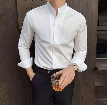 Tuxedo Long-Sleeve Shirt - Men's Tuxedo Shirt | Dark Formal Long Sleeve | Alex Shogun Alex Shogun Men's Clothes