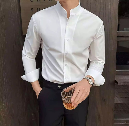 Tuxedo Long-Sleeve Shirt - Men's Tuxedo Shirt | Dark Formal Long Sleeve | Alex Shogun Alex Shogun Men's Clothes