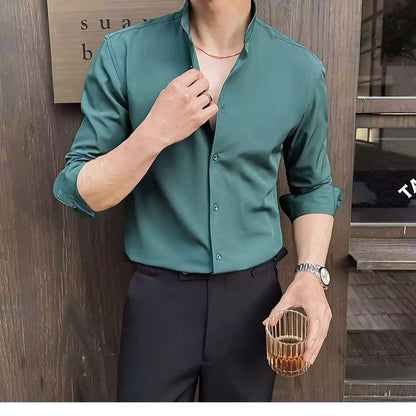 Tuxedo Long-Sleeve Shirt - Men's Tuxedo Shirt | Dark Formal Long Sleeve | Alex Shogun Alex Shogun Men's Clothes