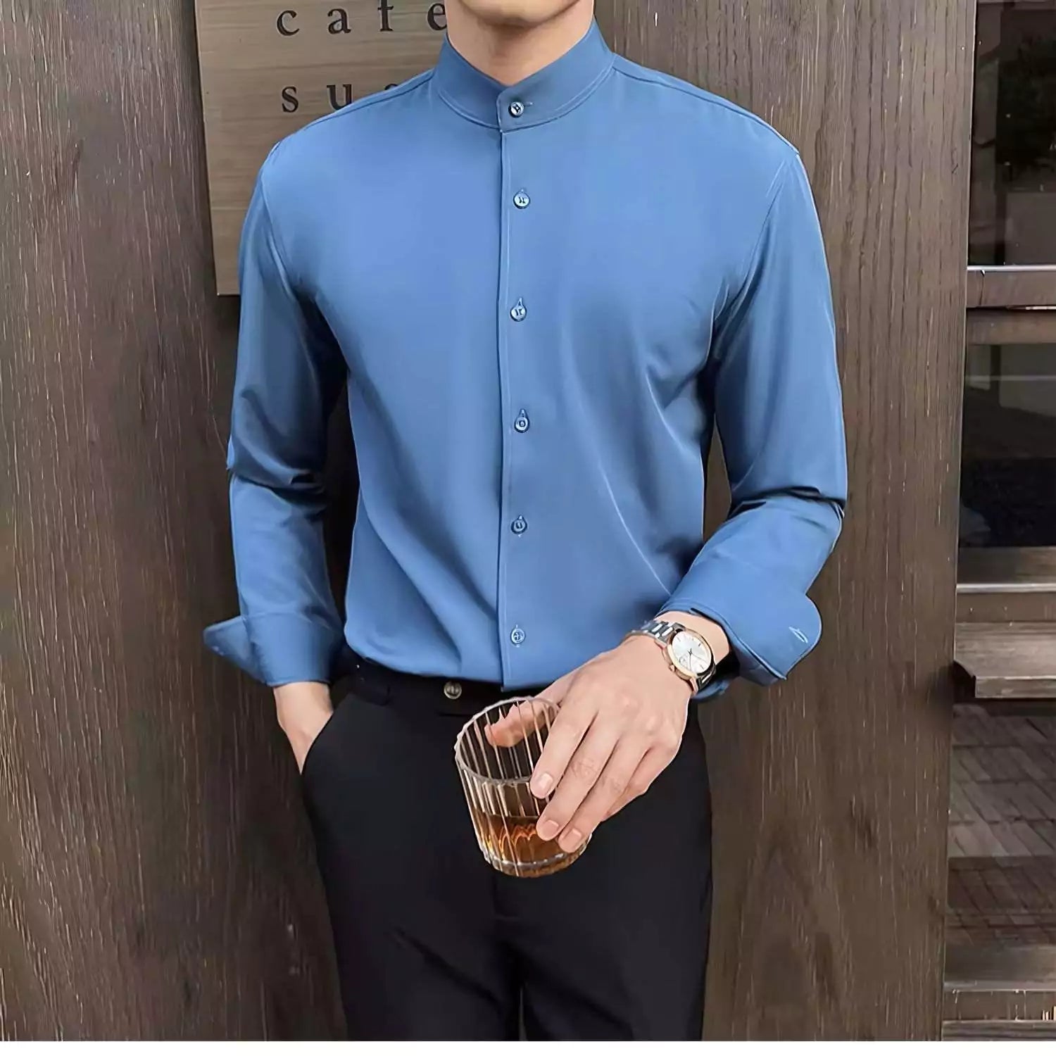 Tuxedo Long-Sleeve Shirt - Men's Tuxedo Shirt | Dark Formal Long Sleeve | Alex Shogun Alex Shogun Men's Clothes