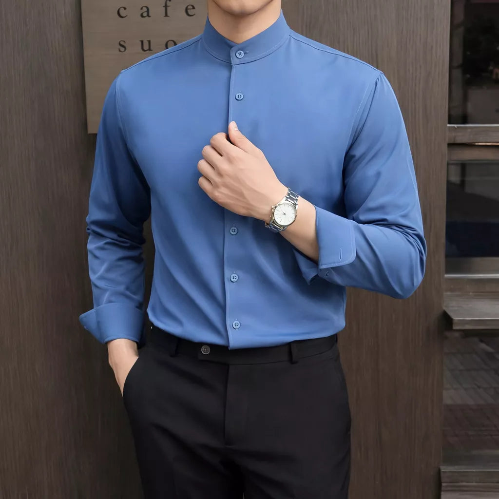 Tuxedo Long-Sleeve Shirt - Men's Tuxedo Shirt | Dark Formal Long Sleeve | Alex Shogun Alex Shogun Men's Clothes